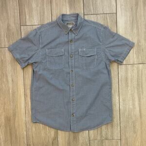 Duluth Trading Co Men's Relaxed Fit Short Sleeve Plaid Shirt Blue XL Gussets